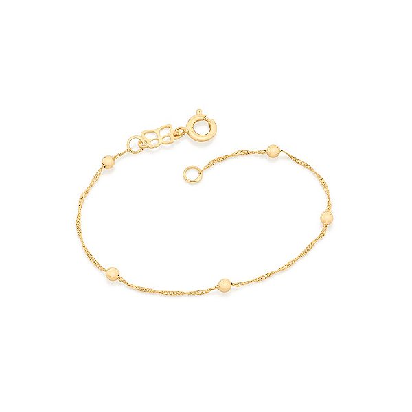 Pulseira Rommanel Infantil Formada Por Fio Cingapura Com Bolas De Metal De 3Mm Med 14 Cm