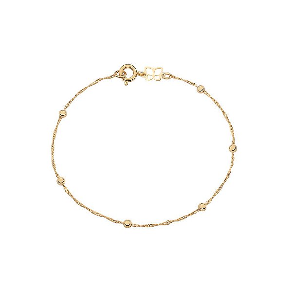 Pulseira Rommanel Formada Por Fio Cingapura Com Bolas De Metal De 3Mm Med 18 Cm
