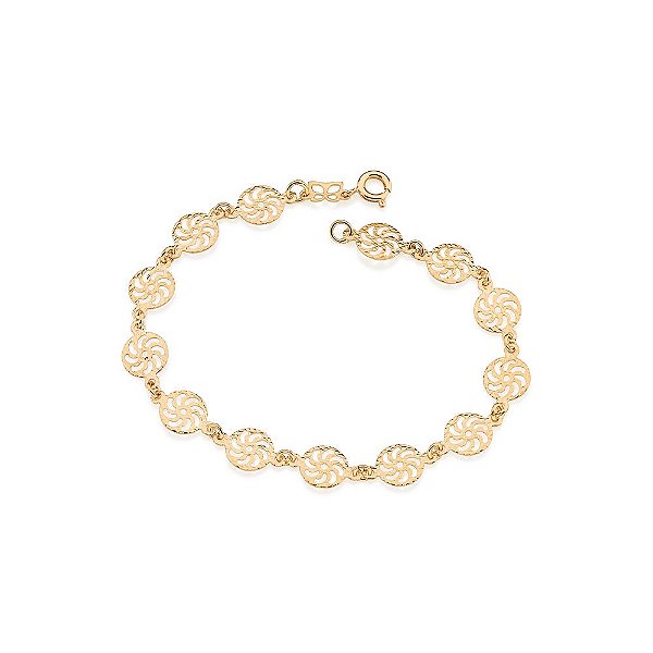 Pulseira Rommanel Formada Por Peças Redondas Com Detalhes Vazados  Med 19 Cm