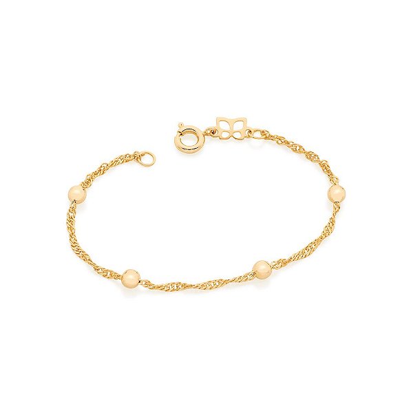 Pulseira Rommanel Infantil Formada Por Fio Cingapura Torcido Composta Por Bolas Ocas De 3,50Mm Med 14Cm