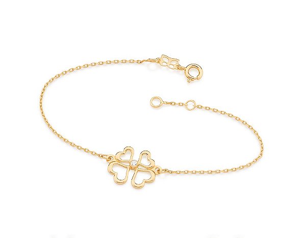 Pulseira Rommanel Formada Por Fio Cadeado Composto Por Pingente Formado Por 4 Corações De Diferentes Tamanhos Unidos Ten