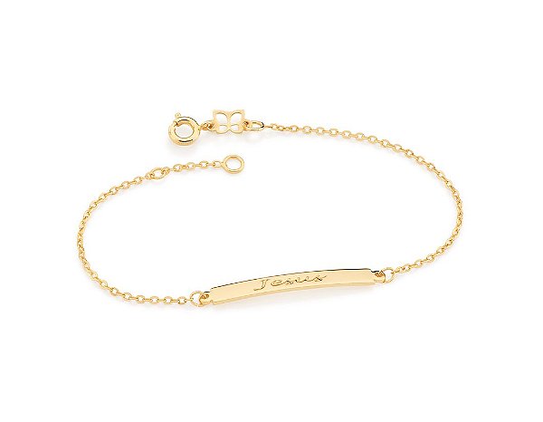 Pulseira Rommanel Formada Por Fio De Elos Intercalados Composto Por Chapa Com Descrição "Jesus"  Med  19Cm Ajustável A 1