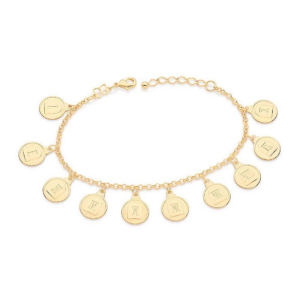 Pulseira Rommanel Formada Por Fio Elo Português 2,50Mm, Composta Por Berloques De "Algarísmos Romano" Com Os 10 Mandamen