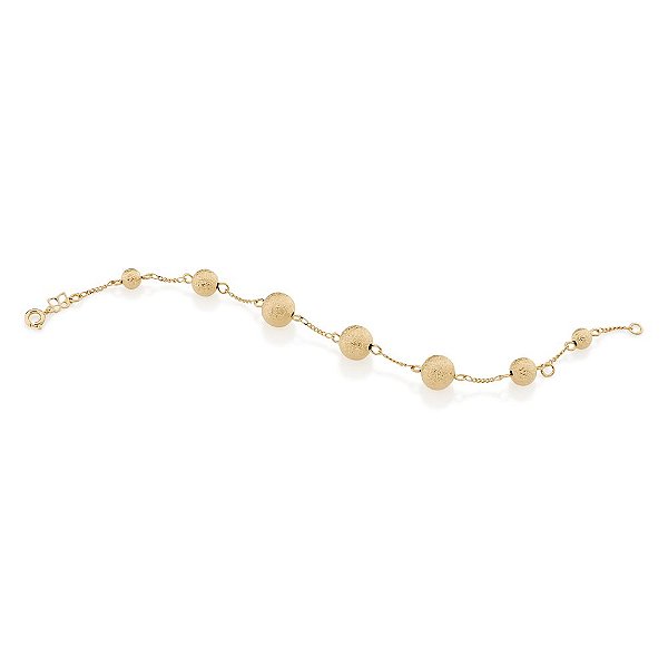 Pulseira Rommanel Formada Por Fio Grumet 0,40, Composta Por Bolas Granitadas De Tamanhos Diferentes  Med 20 Cm Ajustável