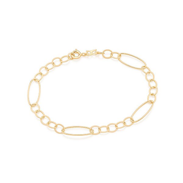 Pulseira Rommanel Formada Por Fio Elos Ovais Pequenos Intercalados Por Elos Ovais Grandesmed 19 Cm(Joia Licenciada Coleç