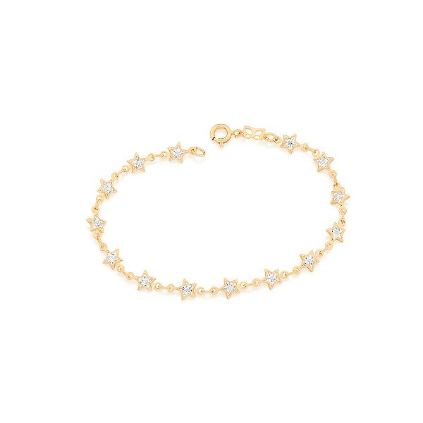 Pulseira Rommanel Formada Por Estrelas Compostas Por 14 Zircônias De 4X4 Mm (A Quantidade De Zircônias Pode Variar)Med 1