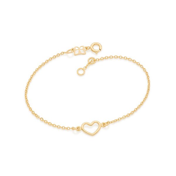Pulseira Rommanel Com Coração Vazado -19 Cm Ajustável 18 Cm