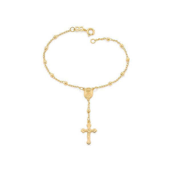 Pulseira Rommanel Terço Rommanel Formada Por Esferas De 2,70 Mm, Composto Por Medalha Sagrado Coração De Mariamed 18 Cm
