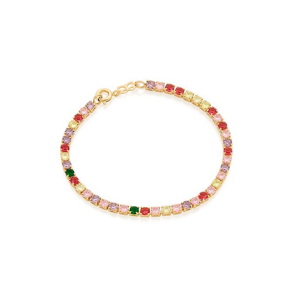 Pulseira Rommanel Riviera Formada Por 43 Zircônias De 3,0 Mm (A Quantidade De Zircônias Pode Variar)Med 17 Cm(Joia Licen
