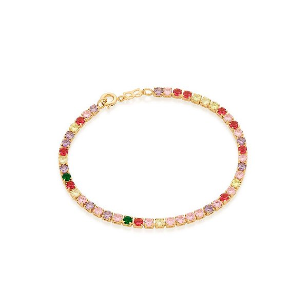 Pulseira Rommanel Riviera Formada Por 46 Zircônias De 3,0 Mm (A Quantidade De Zircônias Pode Variar) Med 18 Cm(Joia Lice