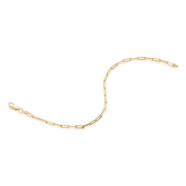 Pulseira Rommanel Formada Por Fio Elos Cadeados De 3,2 MmMed 20 Cm / 21 Cm