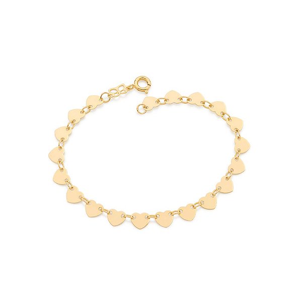 Pulseira Rommanel Formada Por Corações Lisos Med 18 Cm E 20 Cm(Joia Licenciada Cápsula Ss)
