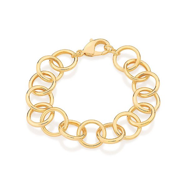 Pulseira Rommanel Composta Por Fio Elos Redondos Com Fecho Lagosta Med 19 Cm(Joia Licenciada Coleção Cápsula Giovanna An