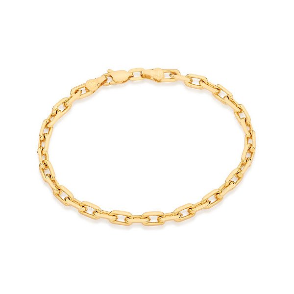 Pulseira Rommanel Formada Por Corrente Elo Cadeado Fio De 1,60Mm Med 20 Cm E 21 Cm