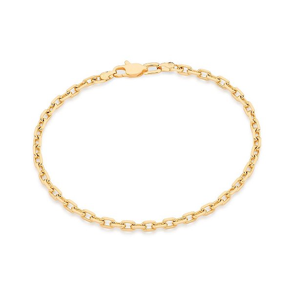 Pulseira Rommanel Formada Por Corrente Elo Cadeado Fio De 1,00Mm Med 20 Cm E 21 Cm