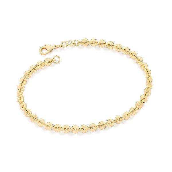 Pulseira Rommanel Formada Por Corrente De Elos Redondos De 4 Mm, Chapa 0,50 Mm Med 19 Cm (Joia Lic  Coleção Giovanna Ant