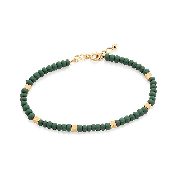 Pulseira Rommanel Formada Por 44 Miçangas Intercaladas Por 6 Cubos (A Quantidade De Miçangas Pode Variar)Med 19 Cm Ajust