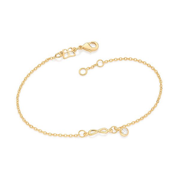 Pulseira Rommanel Formada Por Corrente De Elo Cadeado Laminado Fio 0,35 Mm, Composta Por Pingente Rommanel Formato Infin