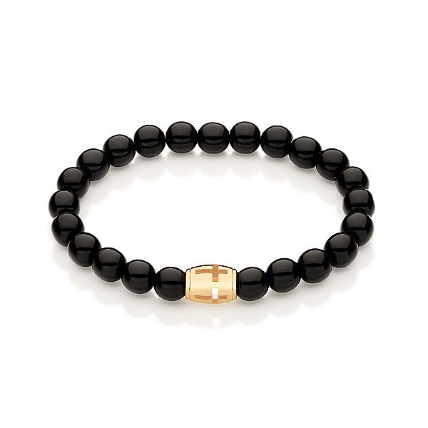 Pulseira Rommanel Shambala Formada Por 23 Pedras Sintéticas De 8,0 Mm, Composta Por Pingente Escrito Rommanel Com 3 Cruz