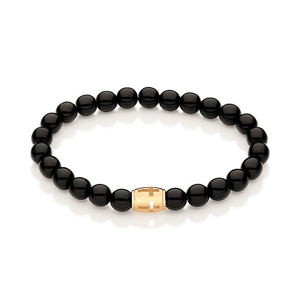 Pulseira Rommanel Shambala Formada Por 25 Pedras Sintéticas De 8,0 Mm, Composta Por Pingente Escrito Rommanel Com 3 Cruz