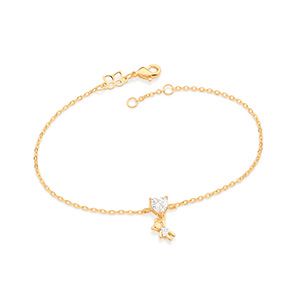 Pulseira Rommanel Formada Por Corrente De Elo Cadeado Laminado Fio 0,35 Mm,Composta Por Pingente Menina, Cravejada Por Z