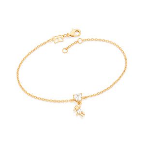 Pulseira Rommanel Formada Por Corrente De Elo Cadeado Laminado Fio 0,35 Mm,Composta Por Pingente Menino, Cravejado Por Z