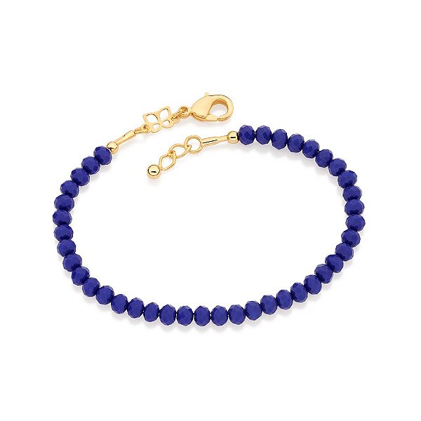 Pulseira Rommanel Composta Por 40 Cristais Facetados De 4 Mm, 2 Esferas De 2,5 Mm E 1 Bola De 3 Mm Na Ponta,Med 19 Cm Aj