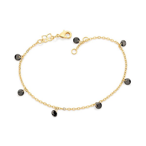 Pulseira Rommanel Formada Por Corrente De Elo Cadeado, Composta Por 6 Cristais De 4 Mm Pendurados,Med 19 Cm Ajustável 18