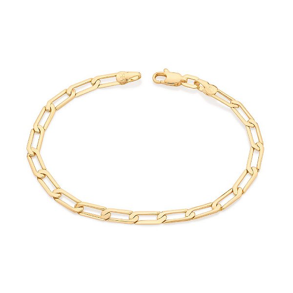 Pulseira Formada Por Corrente De Elo Longo Batido 12,90 X 4,50 Mm Med 20 Cm / 21 Cm / 22 Cm - 552014