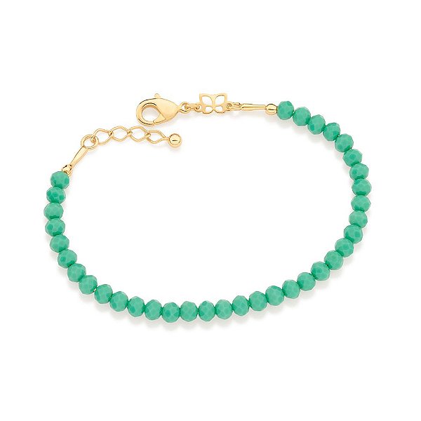 Pulseira Rommanel Composta Por 35 Cristais Facetados De 4,0 Mm,Med 19 Cm Ajustável 17 Cm