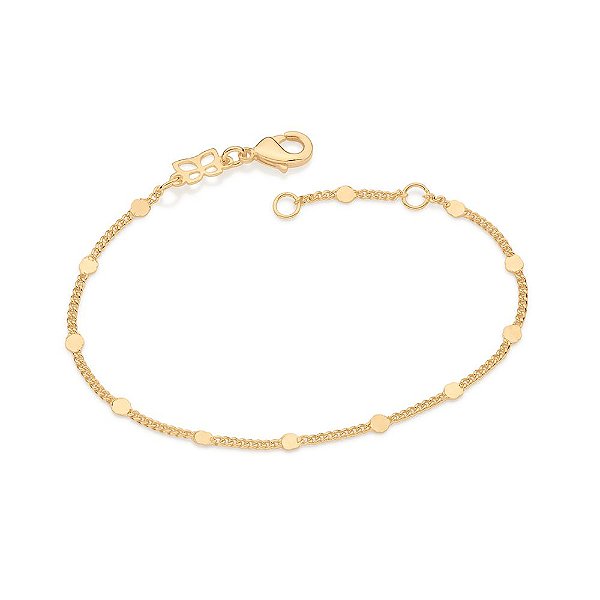Pulseira Rommanel Formada Por Corrente De Elo Groumet Diamantado Intercalado Por Elo Batido,Med 16 Cm Ajustável 14 Cm