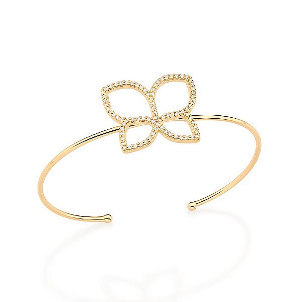 Bracelete Rommanel Composto Por Borboleta Vazada Cravejada Por 82 Zircônias De 1,0 Mm,Med 6,8 Cm (Externo)