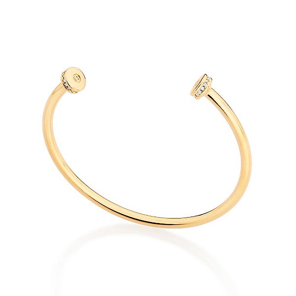 Bracelete Tubo Com Pontas Cravejadas Por 30 Zircônias De 1,0 Mm,Med 6,3 Cm (Externo)(Joia Licenciada Coleção Giovanna An