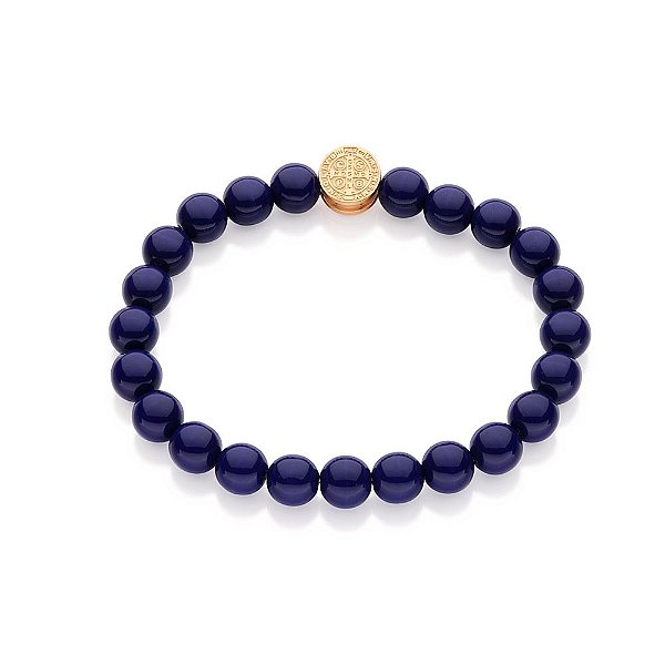 Pulseira Shambala Composta Por 23 Cristais De 8,00 Mm E 1 Pingente Com Símbolo De São Bento,Med, 6,50 Cm De Diãmetro,