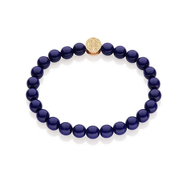 Pulseira Shambala Composta Por 25 Cristais De 8,00 Mm E 1 Pingente Com Símbolo De São Bento,Med, 7,00 Cm De Diãmetro,