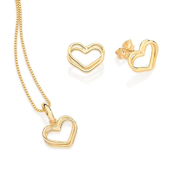 Conjunto Coração Vazado Coleção Love Rommanel