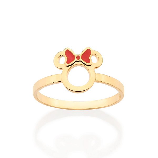 Anel Skinny Minnie Com Aplicação De Resina(Joia Licenciada Coleção Disney) Rommanel