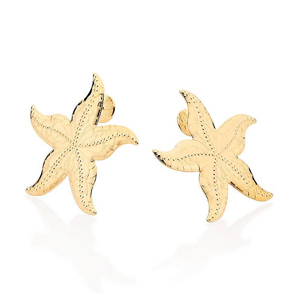 Brinco Formato Estrela Do Mar Com Trabalho Em Alto Relevomed 5,1 Cm X 5,1 Cm(Joia Licen Coleção Ana Hickmann) Rommanel