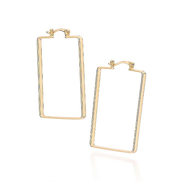 Brinco Argola Formato Retangularmed 4,5 Cm X 2,9 Cm Rommanel