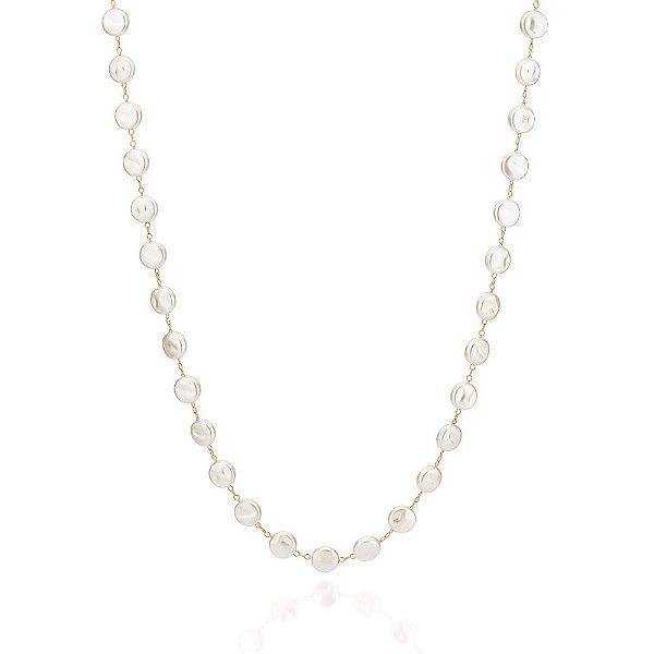 Cordão Formado Por Fio De Pérolas Barrocas Sintéticas De 8,40 X 3,60 Mm (A Quantidade De Pérolas Pode Variar)Med  50 Cm