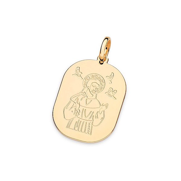 Pingente Medalha Com Um Lado Composto Por São Francisco E O Outro Lado Escrito Senhor, Fazei De Mim Um Instrumento De Vo