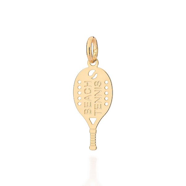 Pingente Formato Raquete Escrito Beach Tennismed 3,1 Cm X 1,1 Cm Rommanel