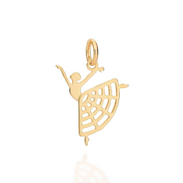 Pingente Formato Bailarina Com Detalhes Vazadosmed 2,8 Cm X 1,9 Cm Rommanel