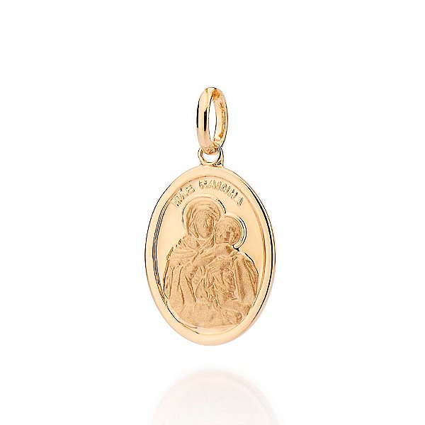 Pingente Medalha Mãe Rainha Formato Oval Com Trabalho Acetinado Med 2,8 Cm X 1,5 Cm  Rommanel