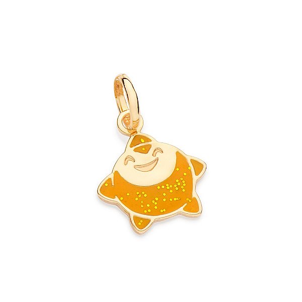 Pingente Formato Estrela Dos Desejos Com Aplicação De Resina E Glitter1,9 Cm X 1,2 Cm (Joia Licenciada Coleção Disney) R