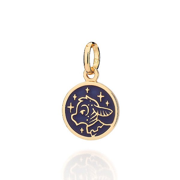 Pingente Composto Por Cabritinho Valentino Cosmos Com Aplicação De Resinamed 2,1 Cm X 1,3 Cm (Joia Licenciada Coleção Di