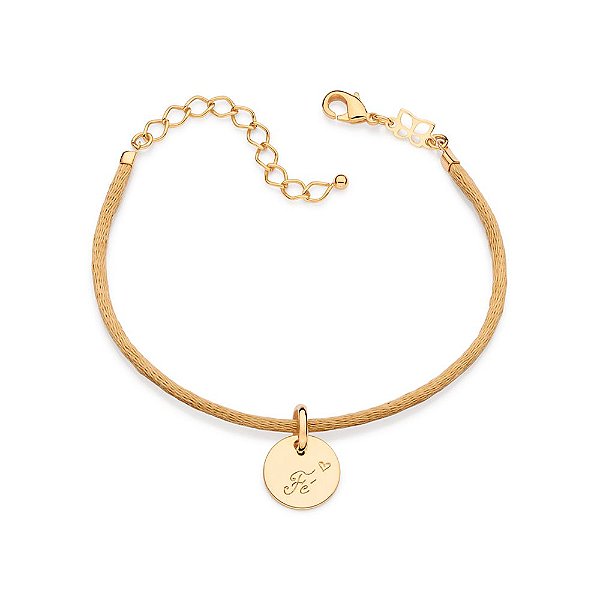 Pulseira Formada Por Fio Acetinado Composta Por Pingente Escrito Fémed 20 Cm Ajustável Á 16 Cm Rommanel