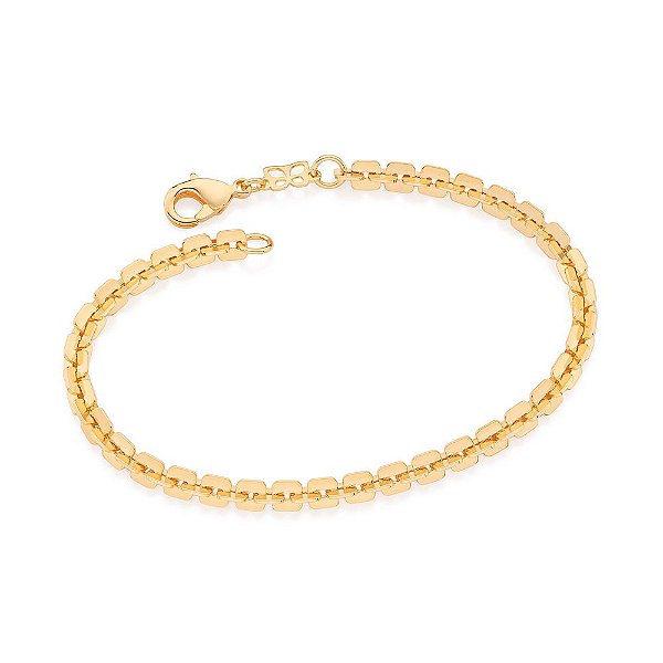 Pulseira Formada Por Elos Cadeado Quadradosmed 19 Cm Rommanel
