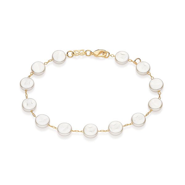 Pulseira Composta Por 13 Pérolas Barrocas Sintéticas De 8,40 Mm X 3,60 Mmmed 20 Cm Ajustável Á 18 Cm(Joia Licen Coleção