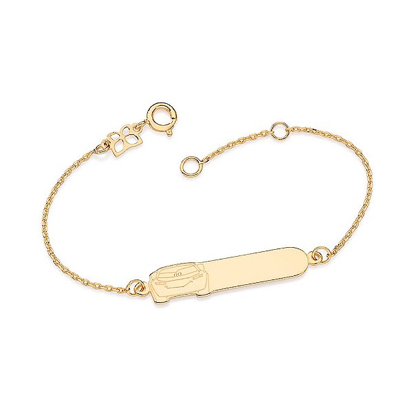 Pulseira Formada Por Corrente De Elo Cadeado Composta Por Chapa Lisa Para Personalizar, Com Carro Relâmpago Mcqueen .Med